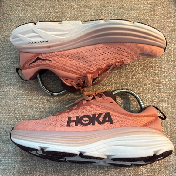 Hoka One One Bondi 8 Maroon Pink Running Walking Gym Shoes Women’s size 7.5 - Picture 6 of 9